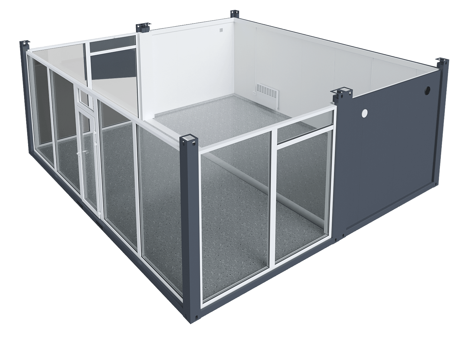 Double space, 3 glass walls